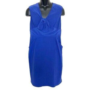ADRIANNA PAPELL BLUE V-NECK  DRESS SIZE 14